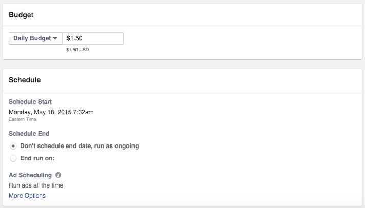 selecting a budget for your Facebook ad