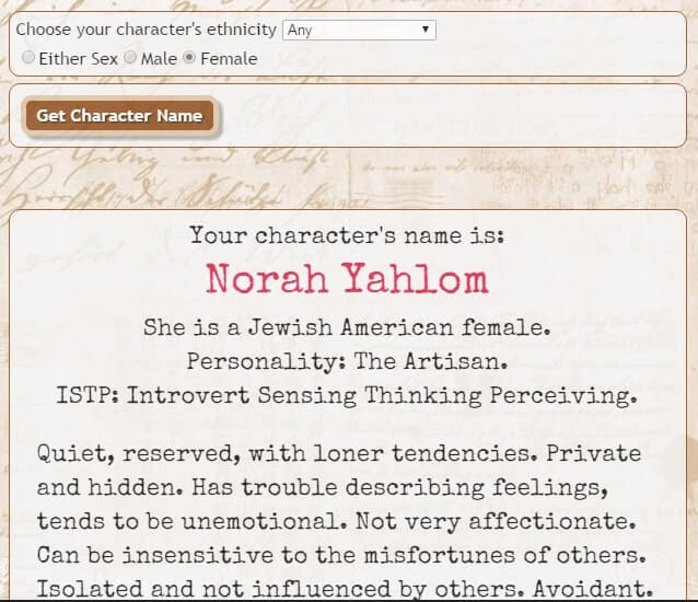 tools to get you through NaNoWriMo Character_name_generator