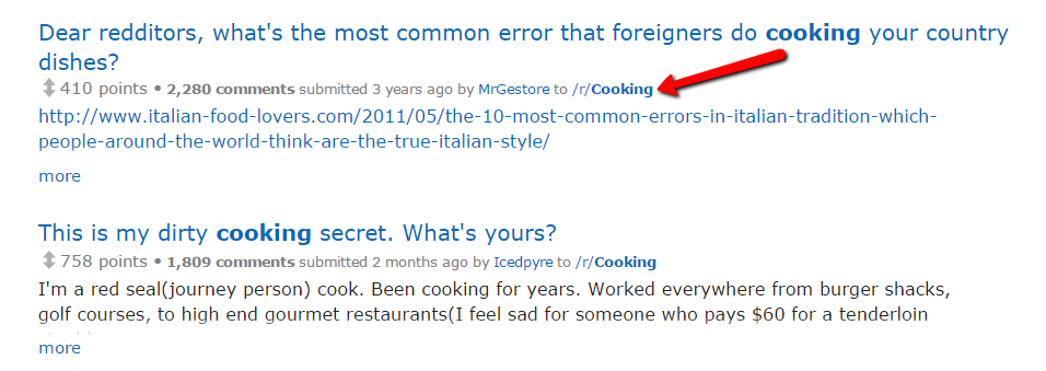 cooking discussions on Reddit