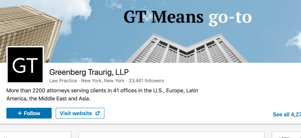 Greenberg Traurig webpage