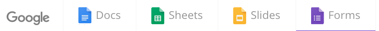 google documents icon
google sheets icon 
google slides icon
google forms icon