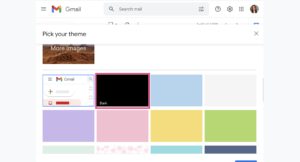 select dark theme in Gmail to set dark mode